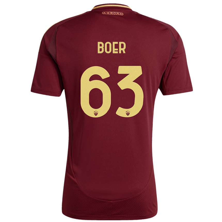 Gyermek Labdarúgás Pietro Boer #63 Vörös Barna Arany Hazai Jersey 2024/25 Mez Póló Ing