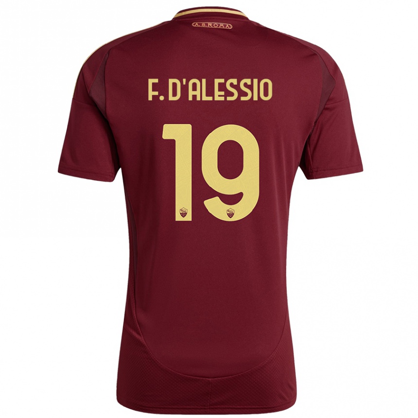 Gyermek Labdarúgás Francesco D'alessio #19 Vörös Barna Arany Hazai Jersey 2024/25 Mez Póló Ing