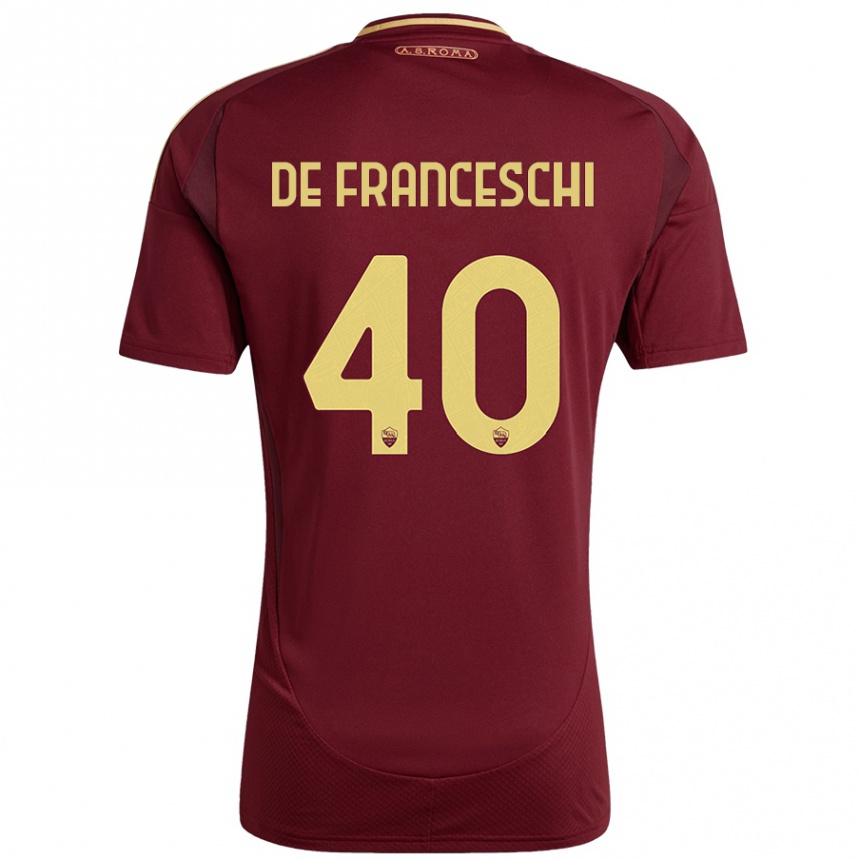 Gyermek Labdarúgás Leonardo De Franceschi #40 Vörös Barna Arany Hazai Jersey 2024/25 Mez Póló Ing