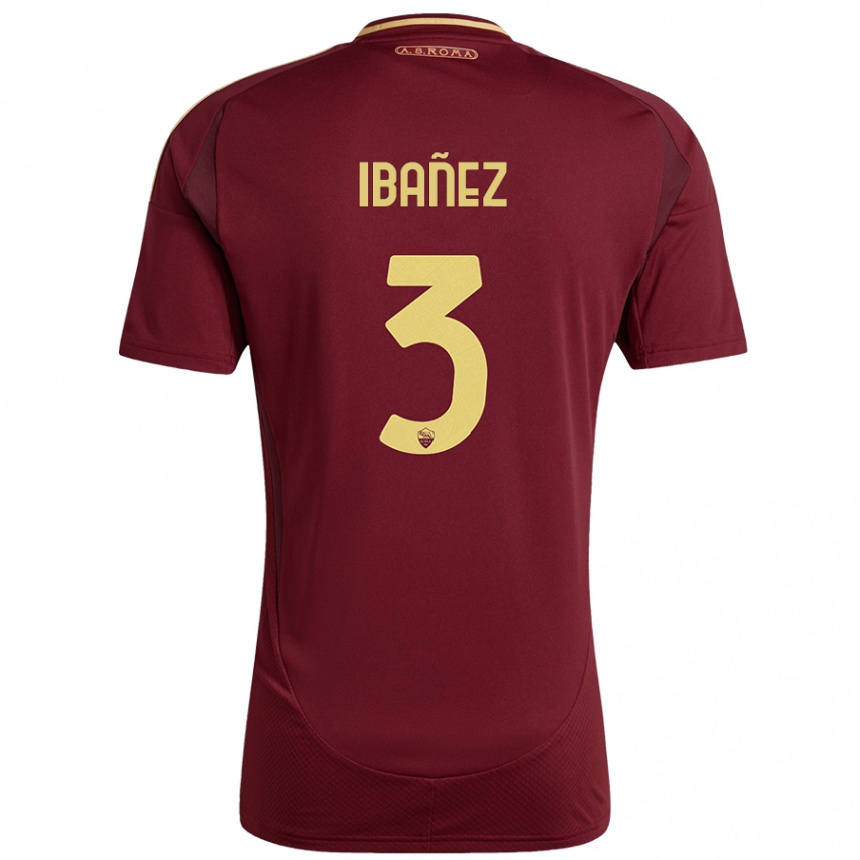 Gyermek Labdarúgás Roger Ibanez #3 Vörös Barna Arany Hazai Jersey 2024/25 Mez Póló Ing