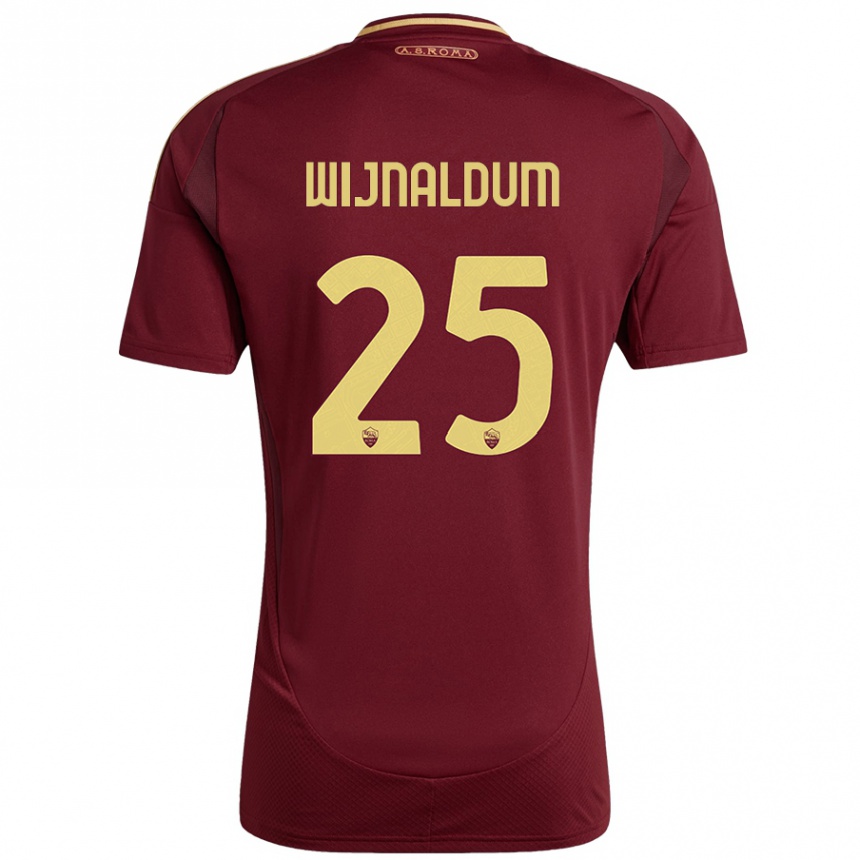 Gyermek Labdarúgás Georginio Wijnaldum #25 Vörös Barna Arany Hazai Jersey 2024/25 Mez Póló Ing