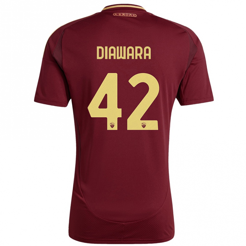 Gyermek Labdarúgás Amadou Diawara #42 Vörös Barna Arany Hazai Jersey 2024/25 Mez Póló Ing