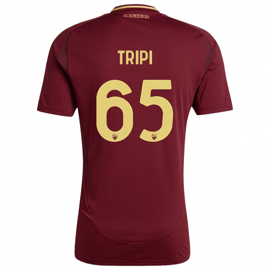 Gyermek Labdarúgás Filippo Tripi #65 Vörös Barna Arany Hazai Jersey 2024/25 Mez Póló Ing