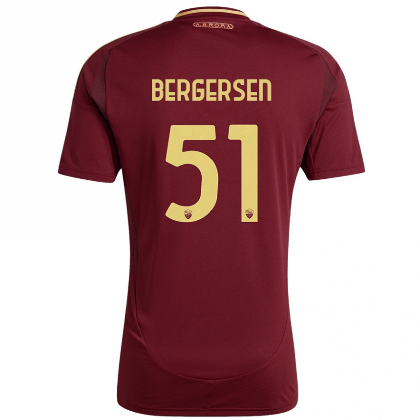 Gyermek Labdarúgás Mina Bergersen #51 Vörös Barna Arany Hazai Jersey 2024/25 Mez Póló Ing