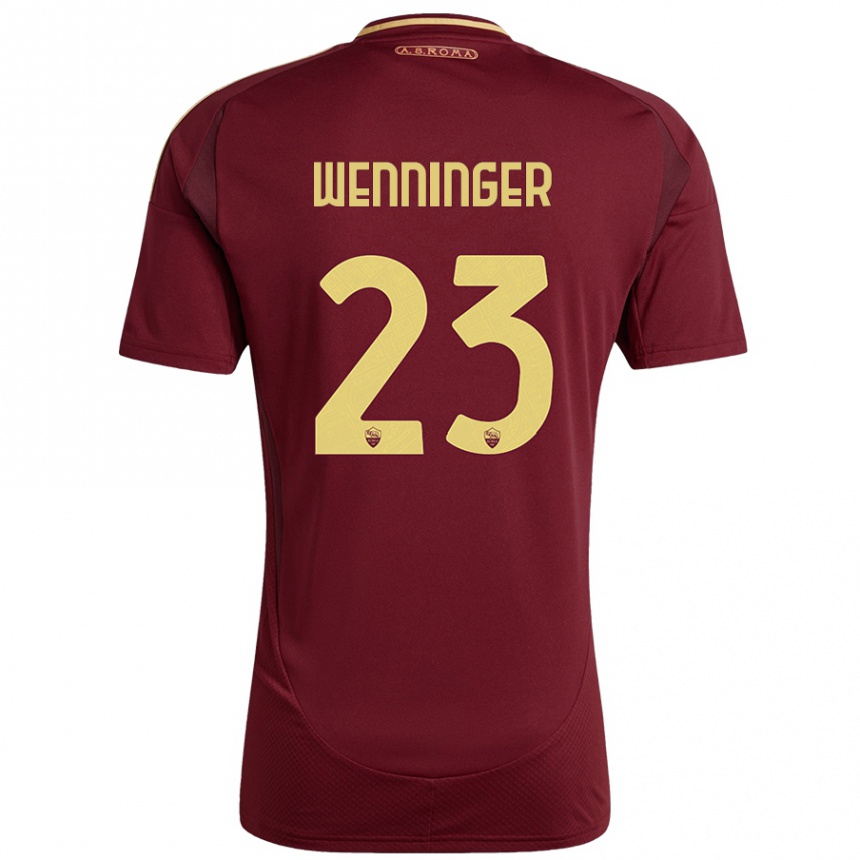 Gyermek Labdarúgás Carina Wenninger #23 Vörös Barna Arany Hazai Jersey 2024/25 Mez Póló Ing