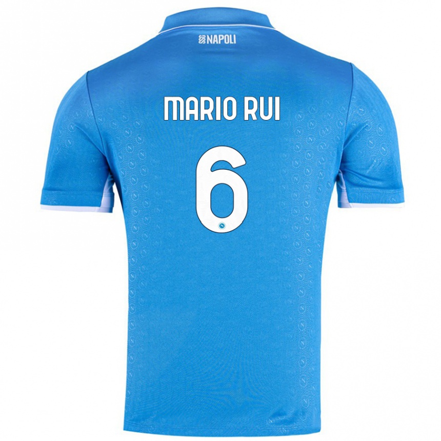 Gyermek Labdarúgás Mario Rui #6 Ég Kék Hazai Jersey 2024/25 Mez Póló Ing