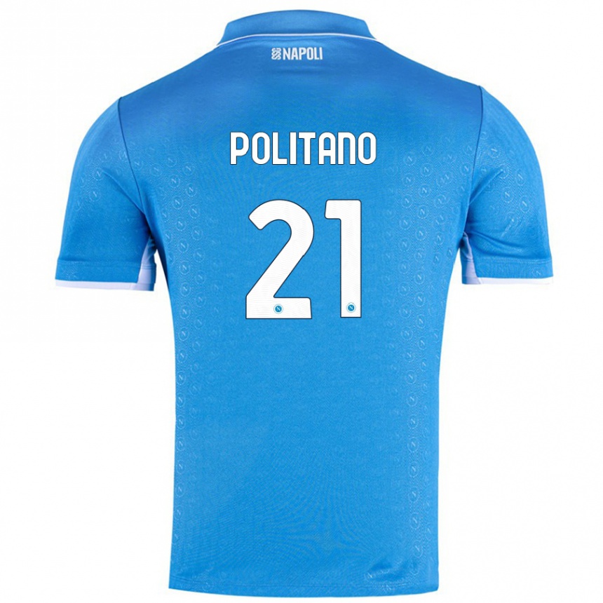 Gyermek Labdarúgás Matteo Politano #21 Ég Kék Hazai Jersey 2024/25 Mez Póló Ing