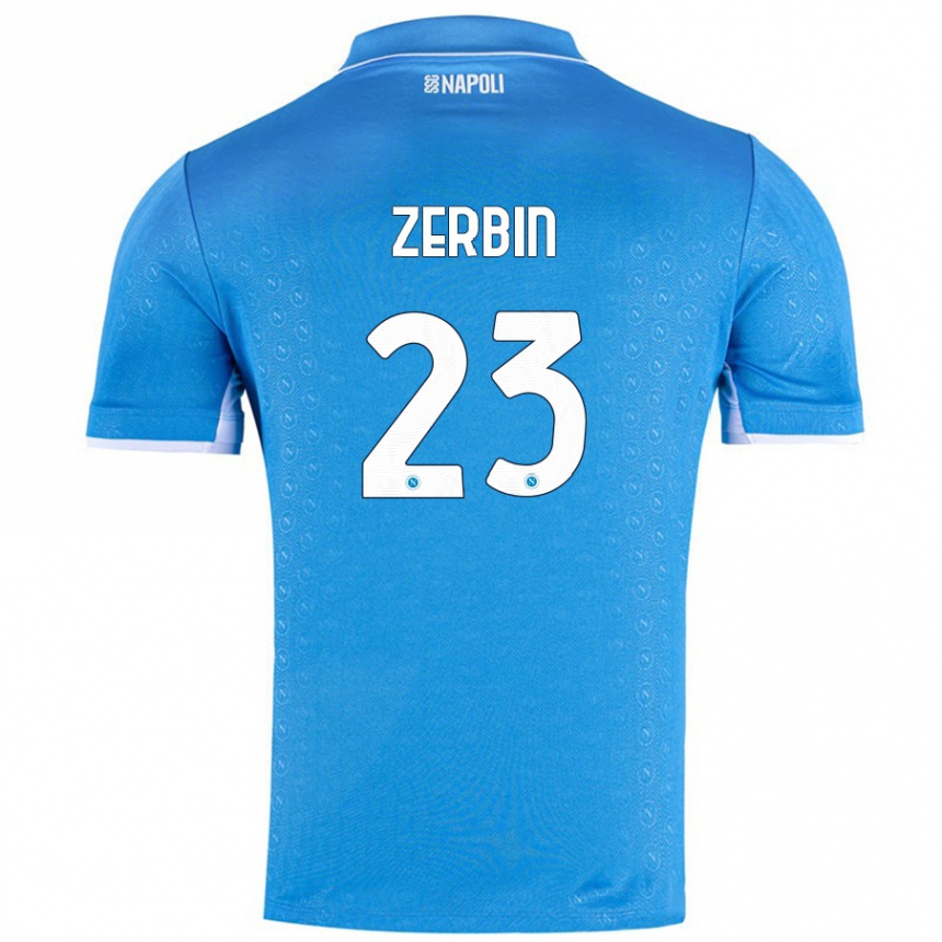 Gyermek Labdarúgás Alessio Zerbin #23 Ég Kék Hazai Jersey 2024/25 Mez Póló Ing