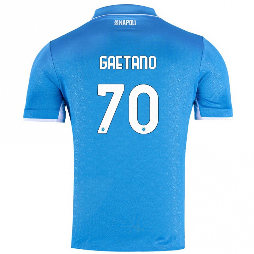 Gyermek Labdarúgás Gianluca Gaetano #70 Ég Kék Hazai Jersey 2024/25 Mez Póló Ing