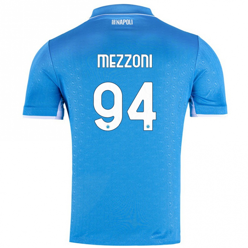 Gyermek Labdarúgás Francesco Mezzoni #94 Ég Kék Hazai Jersey 2024/25 Mez Póló Ing