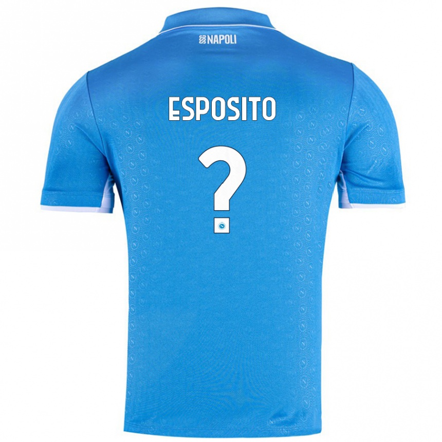 Gyermek Labdarúgás Mattia Esposito #0 Ég Kék Hazai Jersey 2024/25 Mez Póló Ing