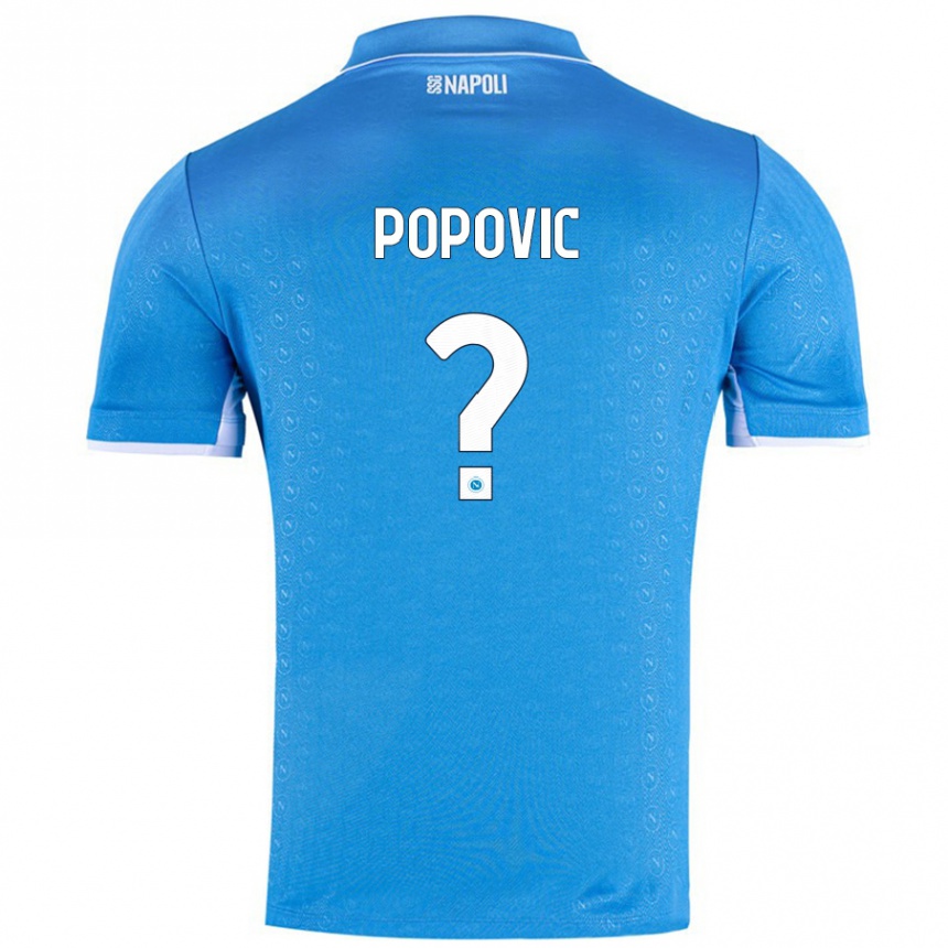 Gyermek Labdarúgás Matija Popovic #0 Ég Kék Hazai Jersey 2024/25 Mez Póló Ing