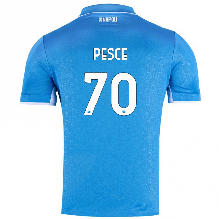 Gyermek Labdarúgás Antonio Pesce #70 Ég Kék Hazai Jersey 2024/25 Mez Póló Ing