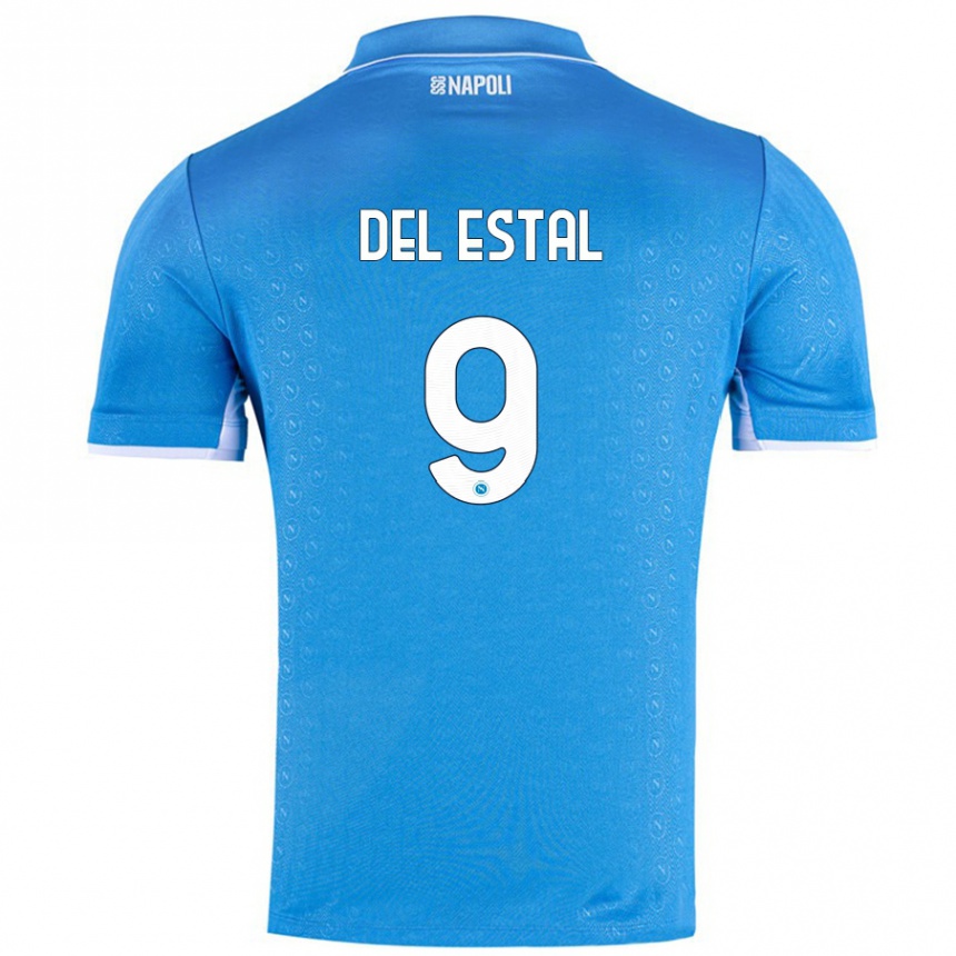 Gyermek Labdarúgás Eli Del Estal #9 Ég Kék Hazai Jersey 2024/25 Mez Póló Ing