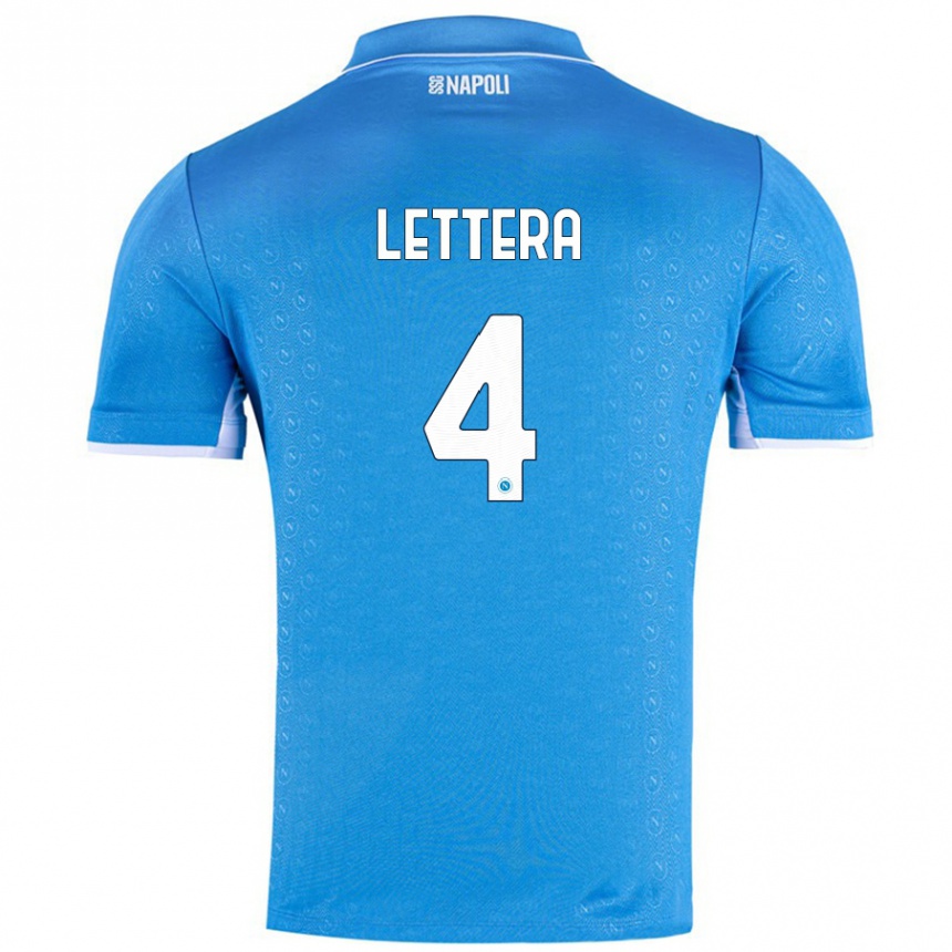 Gyermek Labdarúgás Alessio Lettera #4 Ég Kék Hazai Jersey 2024/25 Mez Póló Ing