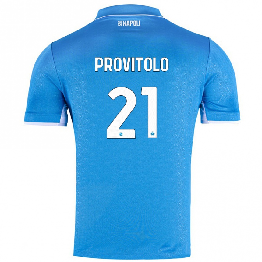 Gyermek Labdarúgás Vincenzo Provitolo #21 Ég Kék Hazai Jersey 2024/25 Mez Póló Ing