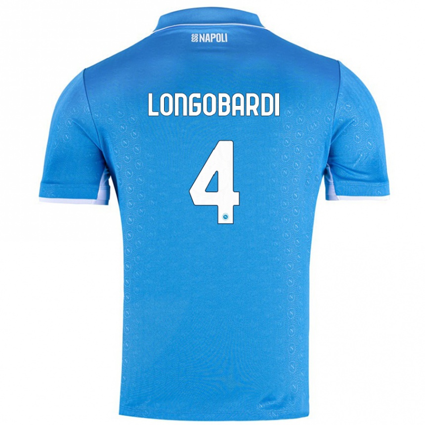 Gyermek Labdarúgás Salvatore Longobardi #4 Ég Kék Hazai Jersey 2024/25 Mez Póló Ing