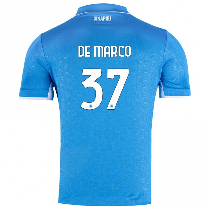 Gyermek Labdarúgás Francesco De Marco #37 Ég Kék Hazai Jersey 2024/25 Mez Póló Ing