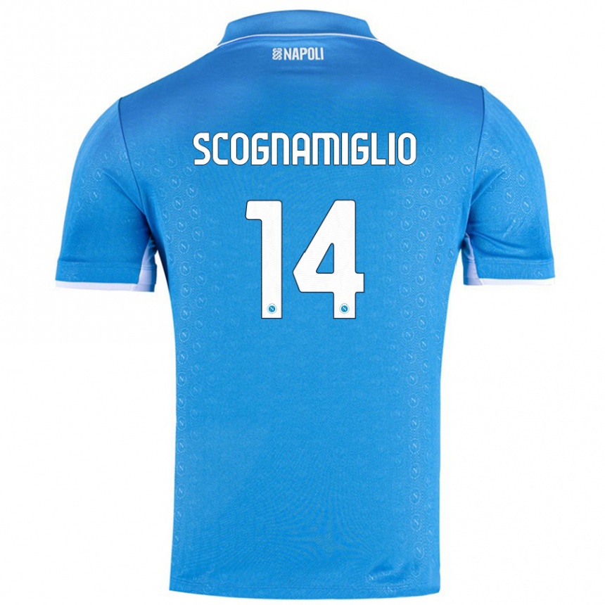 Gyermek Labdarúgás Fabio Scognamiglio #14 Ég Kék Hazai Jersey 2024/25 Mez Póló Ing