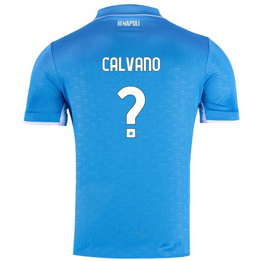 Gyermek Labdarúgás Giovanni Calvano #0 Ég Kék Hazai Jersey 2024/25 Mez Póló Ing