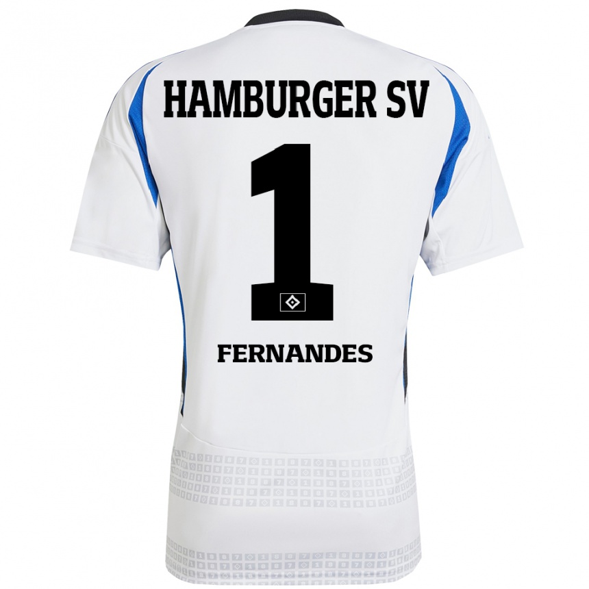 Gyermek Labdarúgás Daniel Heuer Fernandes #1 Fehér Kék Hazai Jersey 2024/25 Mez Póló Ing