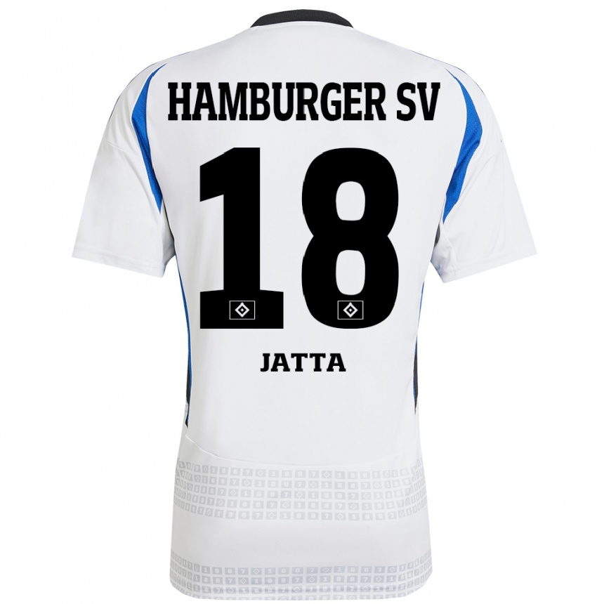 Gyermek Labdarúgás Bakery Jatta #18 Fehér Kék Hazai Jersey 2024/25 Mez Póló Ing