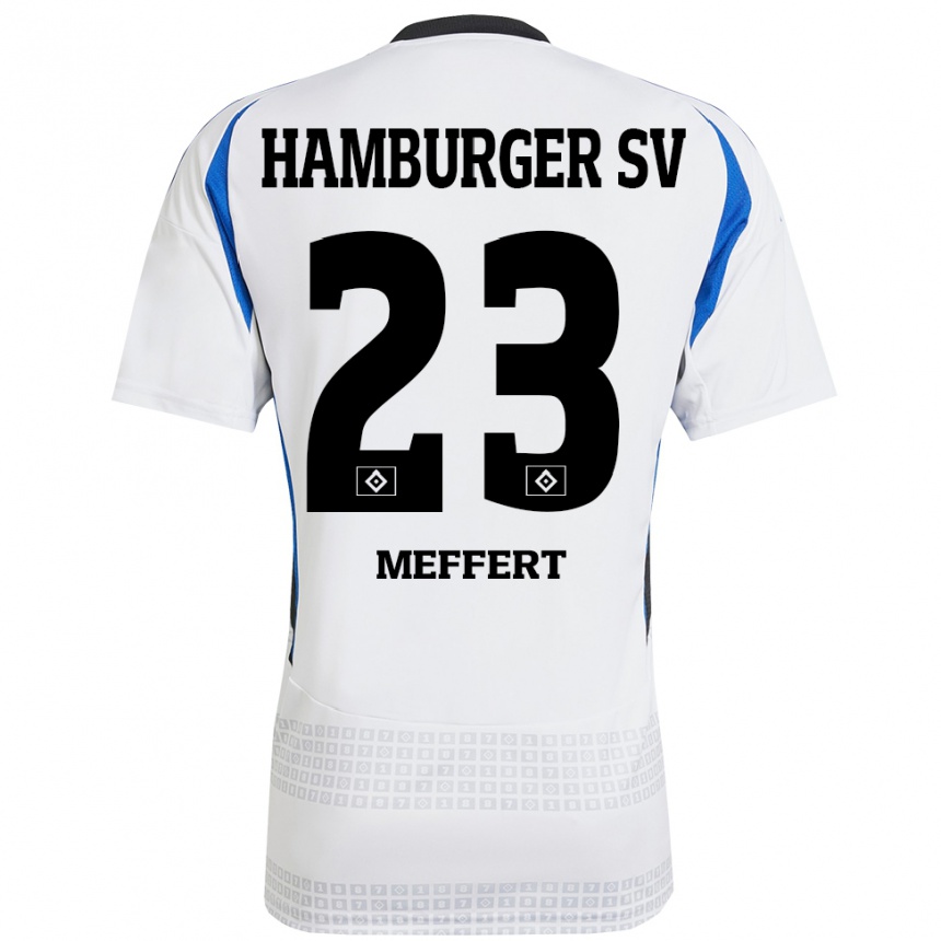 Gyermek Labdarúgás Jonas Meffert #23 Fehér Kék Hazai Jersey 2024/25 Mez Póló Ing