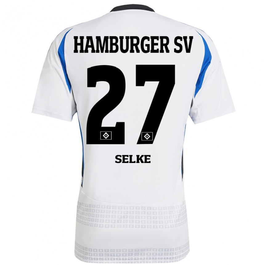 Gyermek Labdarúgás Davie Selke #27 Fehér Kék Hazai Jersey 2024/25 Mez Póló Ing