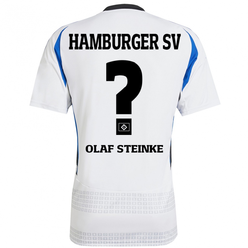 Gyermek Labdarúgás Eric Olaf Steinke #0 Fehér Kék Hazai Jersey 2024/25 Mez Póló Ing