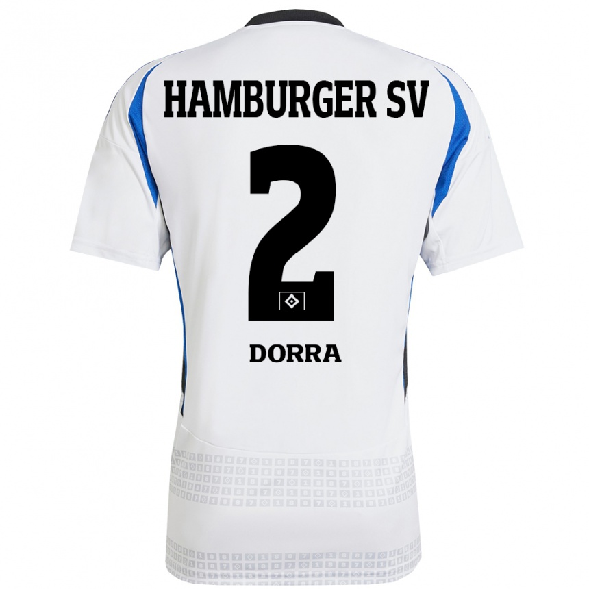 Gyermek Labdarúgás Raphael Dorra #2 Fehér Kék Hazai Jersey 2024/25 Mez Póló Ing