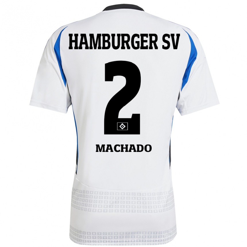 Gyermek Labdarúgás Kilian Hölscher Machado #2 Fehér Kék Hazai Jersey 2024/25 Mez Póló Ing