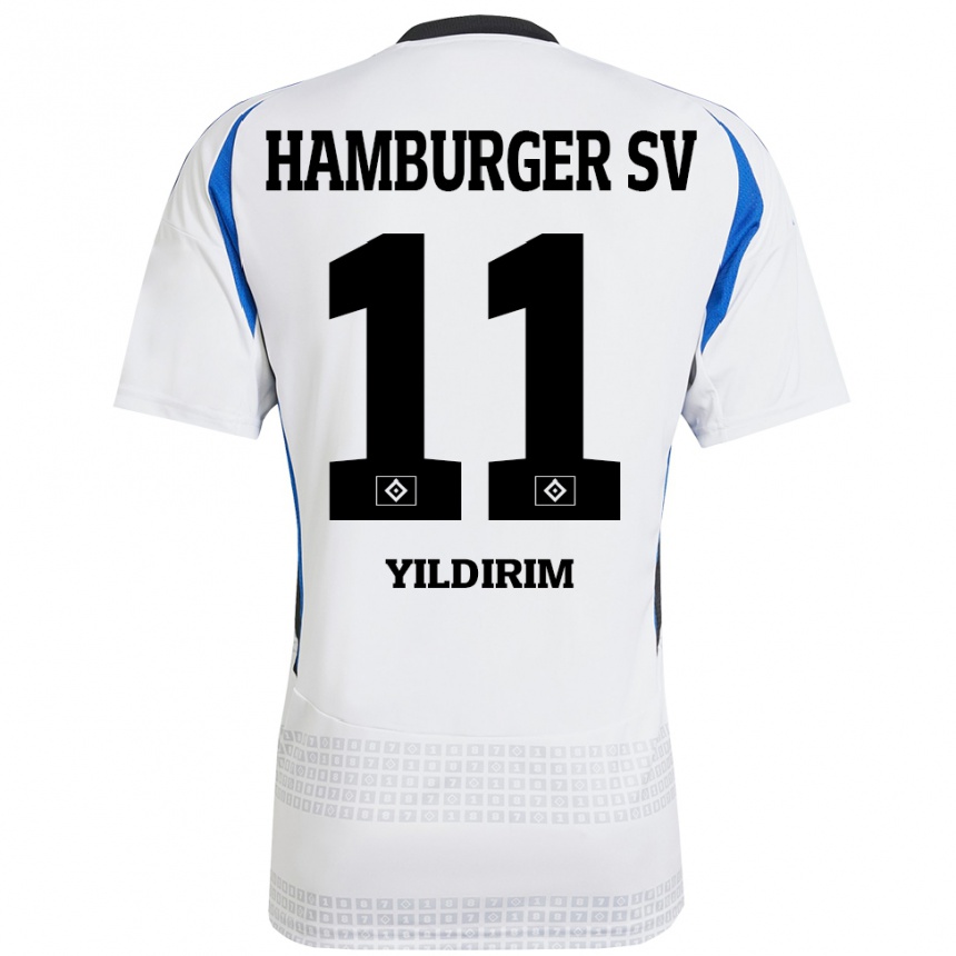 Gyermek Labdarúgás Mehmet Yildirim #11 Fehér Kék Hazai Jersey 2024/25 Mez Póló Ing