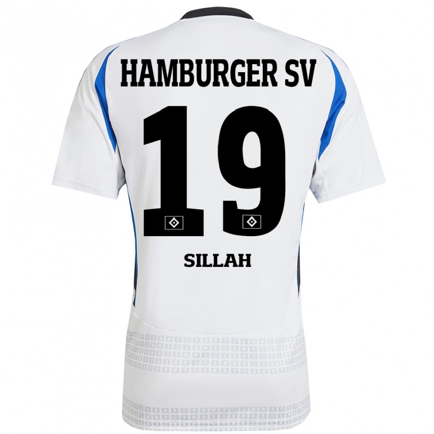 Gyermek Labdarúgás Omar Sillah #19 Fehér Kék Hazai Jersey 2024/25 Mez Póló Ing