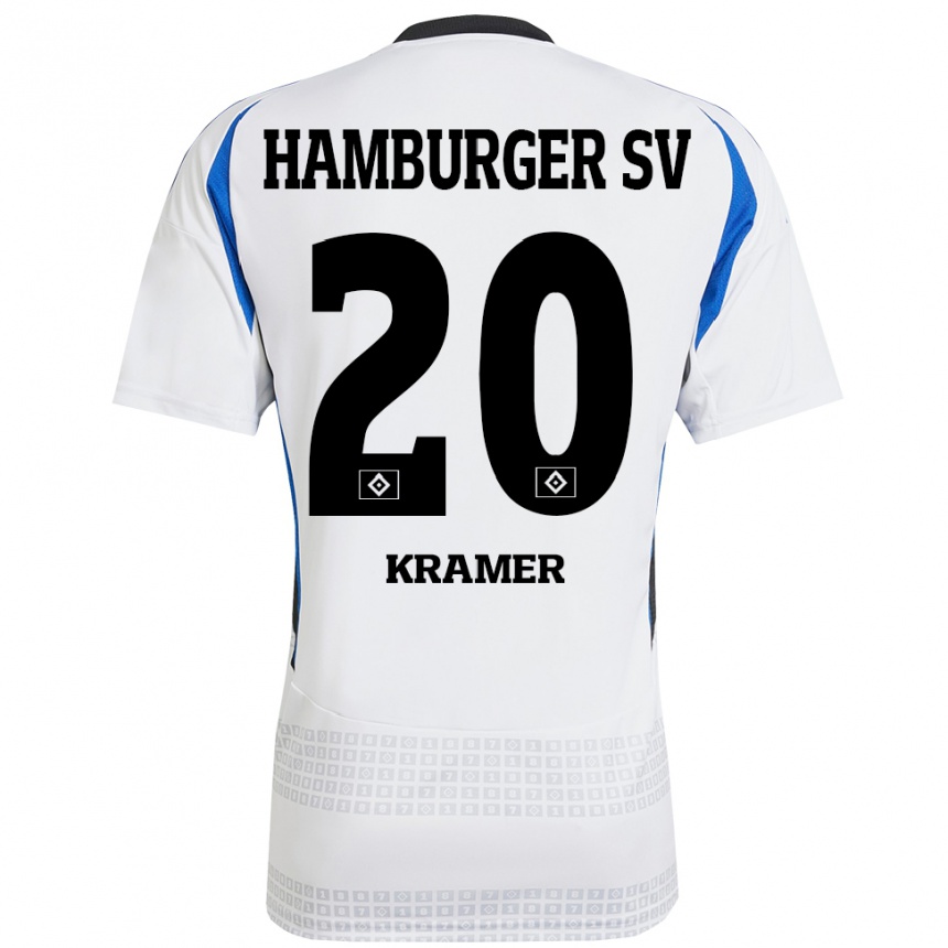 Gyermek Labdarúgás Timon Kramer #20 Fehér Kék Hazai Jersey 2024/25 Mez Póló Ing