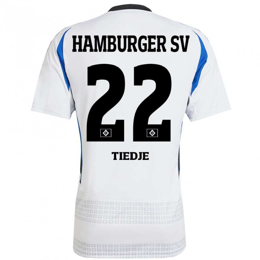 Gyermek Labdarúgás Patrick Tiedje #22 Fehér Kék Hazai Jersey 2024/25 Mez Póló Ing