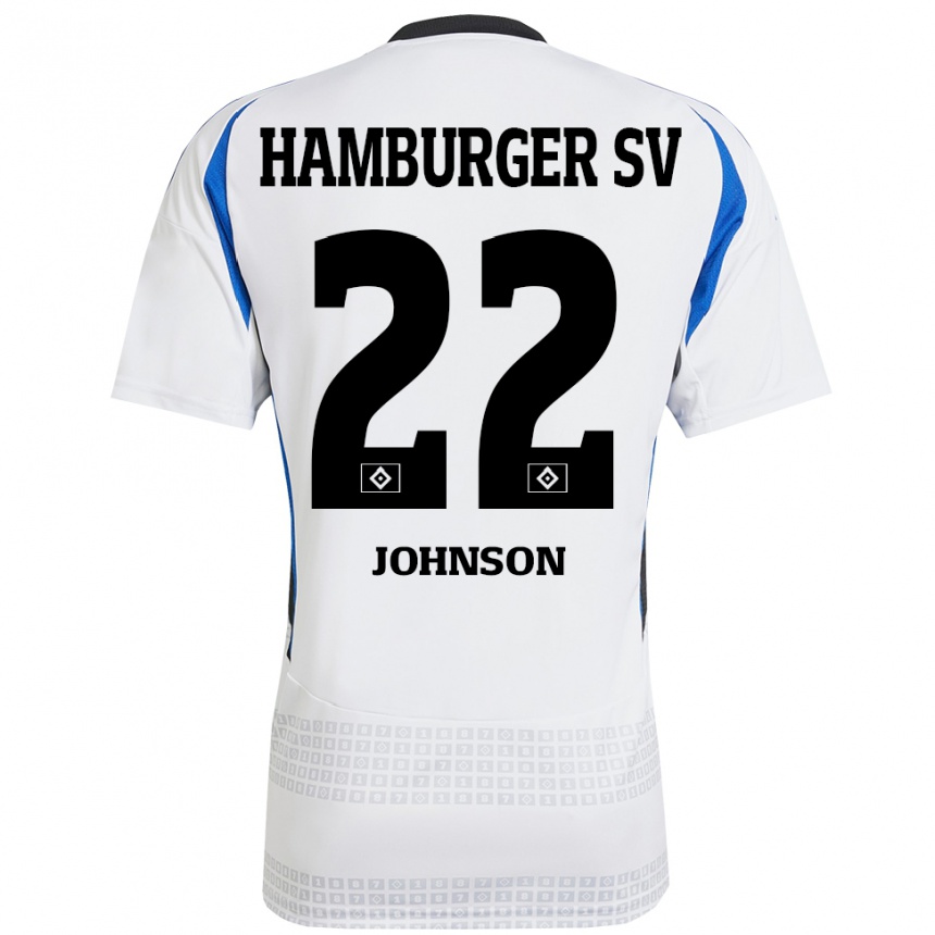 Gyermek Labdarúgás Emmanuel Johnson #22 Fehér Kék Hazai Jersey 2024/25 Mez Póló Ing