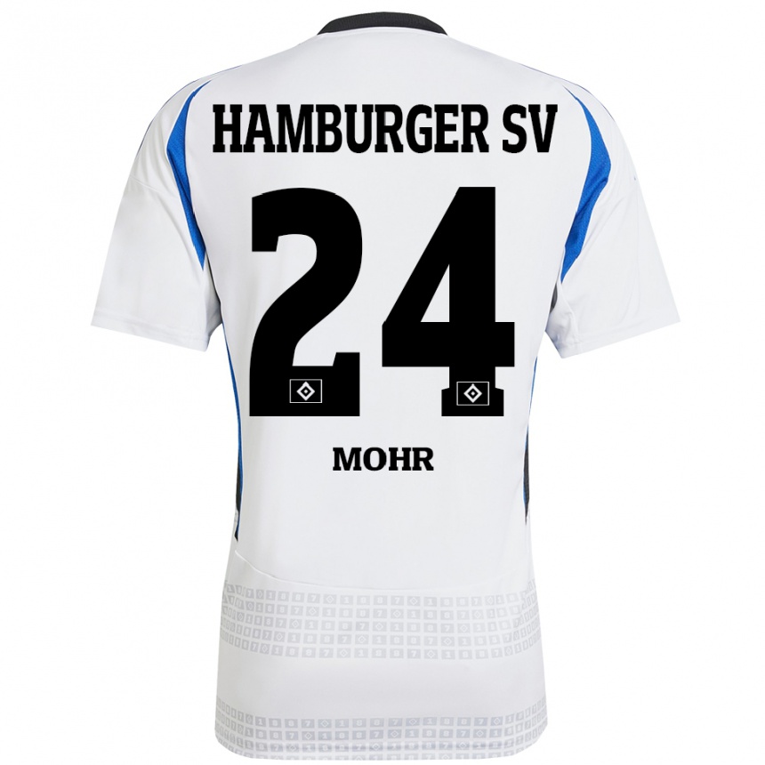 Gyermek Labdarúgás Jannik Mohr #24 Fehér Kék Hazai Jersey 2024/25 Mez Póló Ing