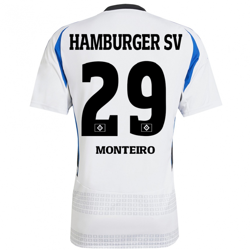 Gyermek Labdarúgás Alfa Monteiro #29 Fehér Kék Hazai Jersey 2024/25 Mez Póló Ing