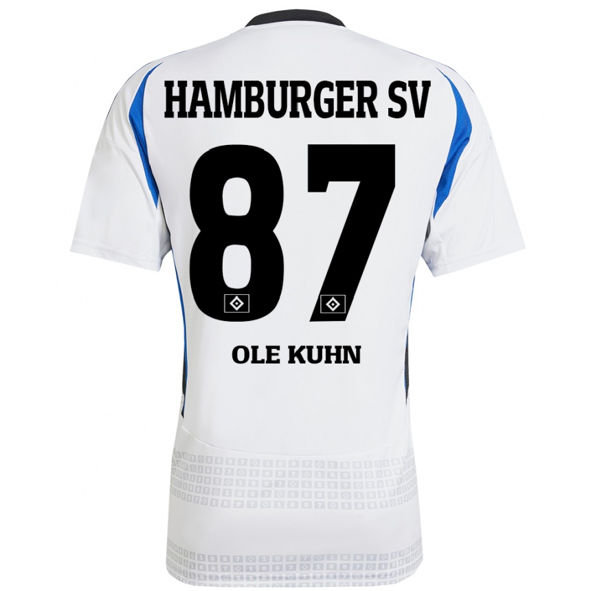 Gyermek Labdarúgás Niklas Ole Kühn #87 Fehér Kék Hazai Jersey 2024/25 Mez Póló Ing