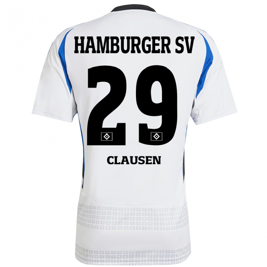 Gyermek Labdarúgás Lina Clausen #29 Fehér Kék Hazai Jersey 2024/25 Mez Póló Ing