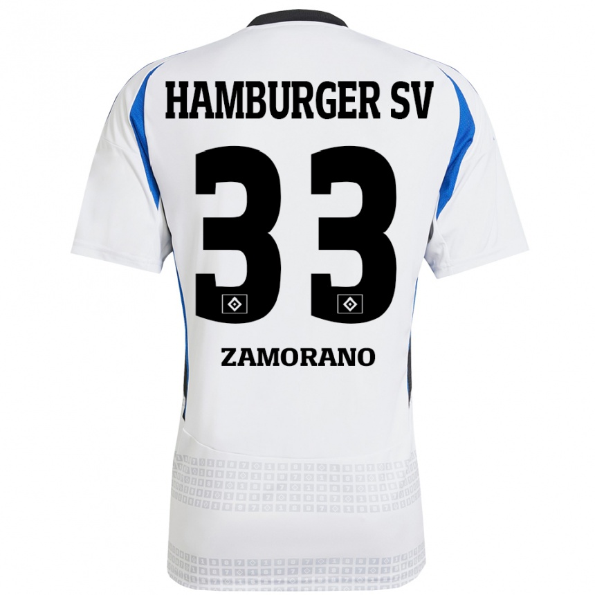 Gyermek Labdarúgás Jolina Zamorano #33 Fehér Kék Hazai Jersey 2024/25 Mez Póló Ing