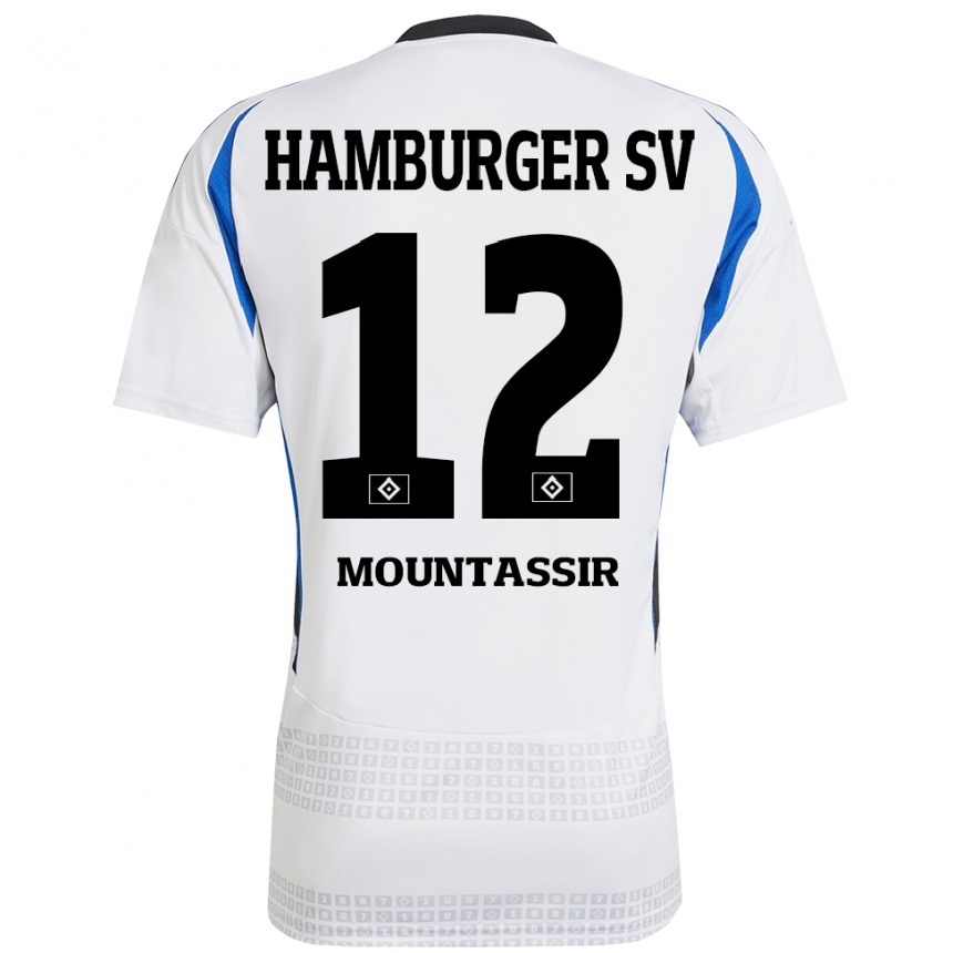 Gyermek Labdarúgás Youssef Mountassir #12 Fehér Kék Hazai Jersey 2024/25 Mez Póló Ing