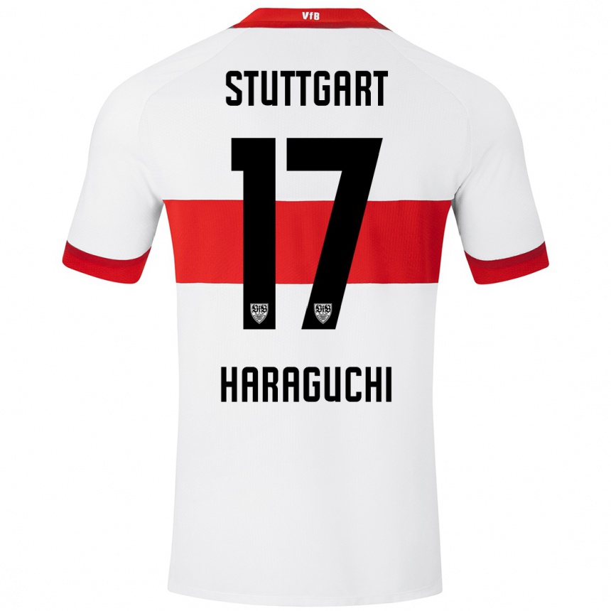 Gyermek Labdarúgás Genki Haraguchi #17 Fehér Piros Hazai Jersey 2024/25 Mez Póló Ing