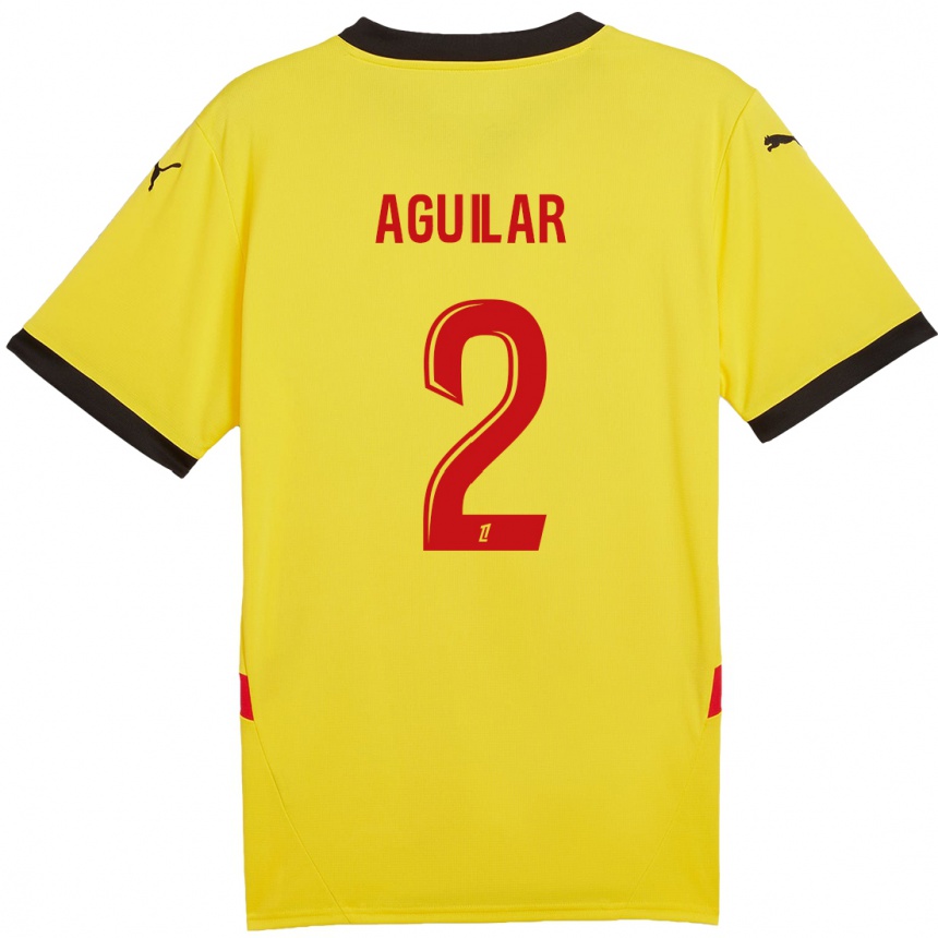 Gyermek Labdarúgás Ruben Aguilar #2 Sárga Piros Hazai Jersey 2024/25 Mez Póló Ing