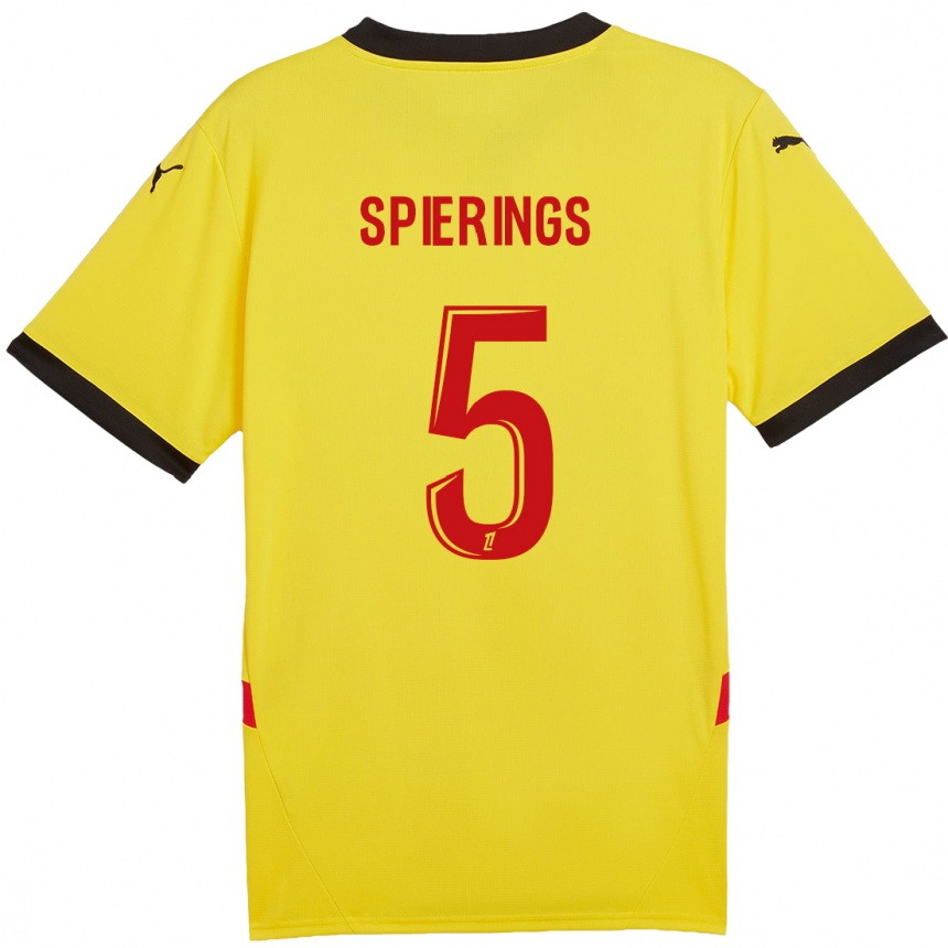 Gyermek Labdarúgás Stijn Spierings #5 Sárga Piros Hazai Jersey 2024/25 Mez Póló Ing