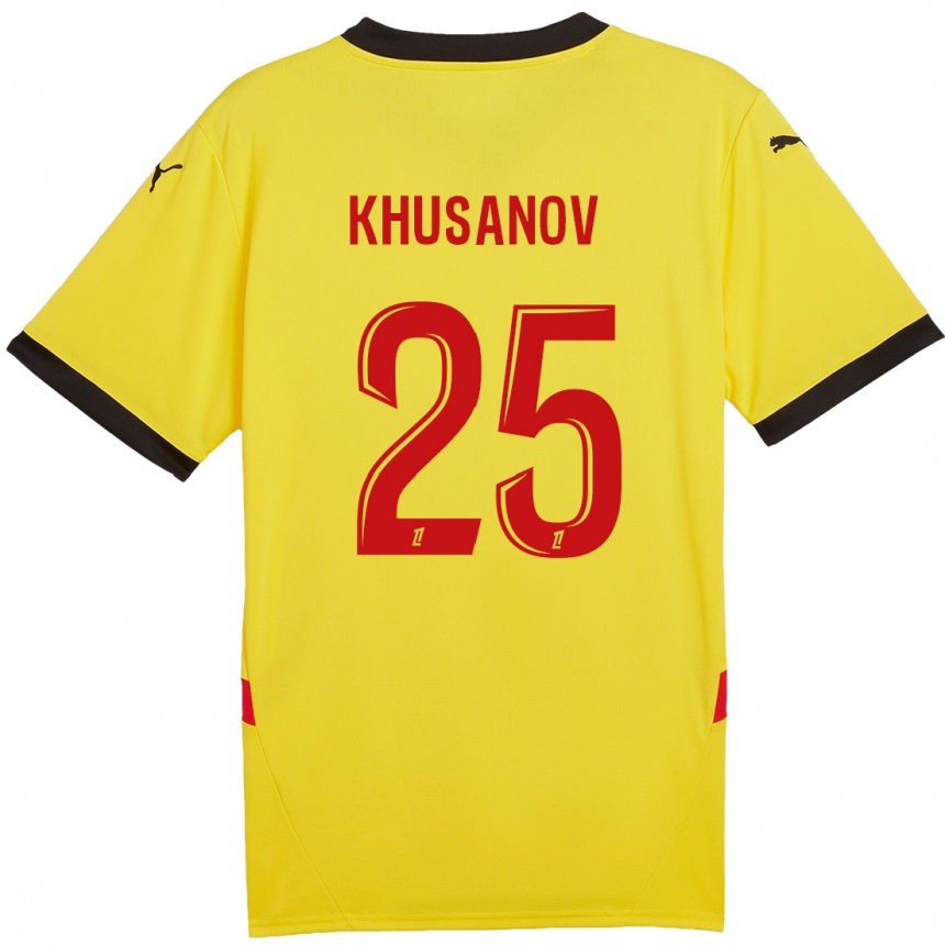 Gyermek Labdarúgás Abdukodir Khusanov #25 Sárga Piros Hazai Jersey 2024/25 Mez Póló Ing