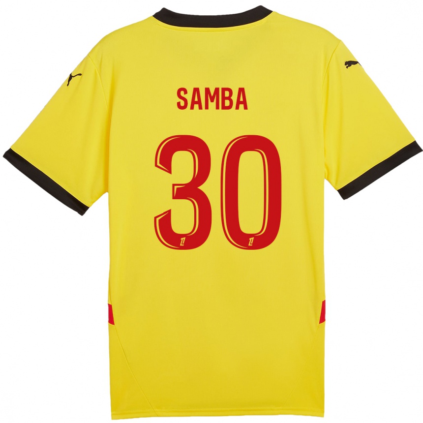 Gyermek Labdarúgás Brice Samba #30 Sárga Piros Hazai Jersey 2024/25 Mez Póló Ing