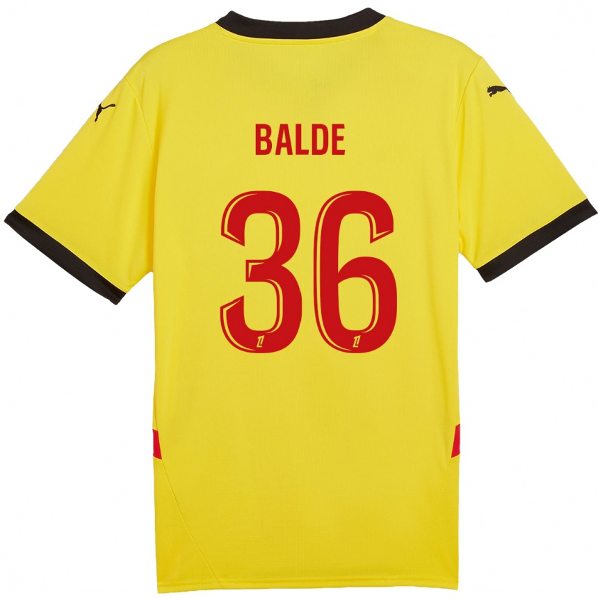 Gyermek Labdarúgás Ibrahima Baldé #36 Sárga Piros Hazai Jersey 2024/25 Mez Póló Ing