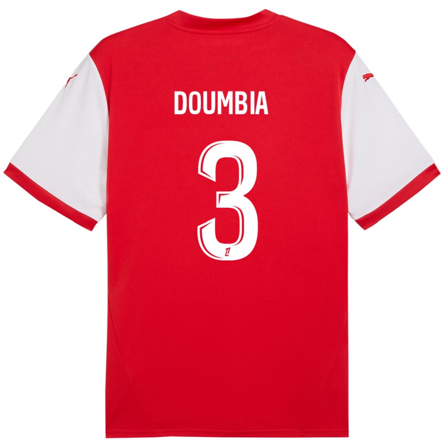 Gyermek Labdarúgás Kamory Doumbia #3 Piros Fehér Hazai Jersey 2024/25 Mez Póló Ing