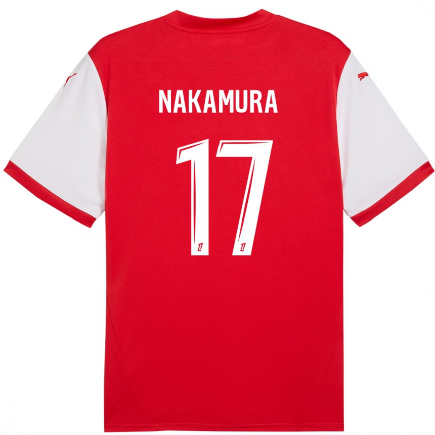 Gyermek Labdarúgás Keito Nakamura #17 Piros Fehér Hazai Jersey 2024/25 Mez Póló Ing